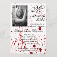 5x7 Graduação Parte Convite Splatter Sanguíneo Vam