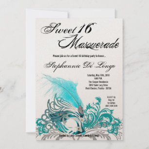 5x7 Mascarada de Teal 16 Convite de Aniversário