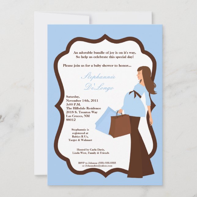 5x7 Moderno Mod Mãe Comprando Convite para Chás de (Frente)