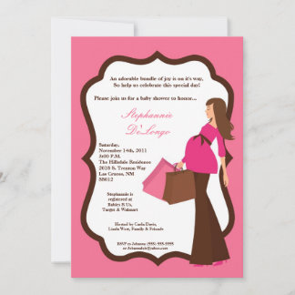 5x7 Moderno Mod Mãe Comprando Convite para Chás de