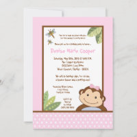 5x7 Rapariga Rosa Papgayo Mackey Convite de Aniver