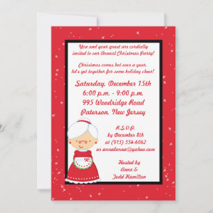 5x7 Sr. Convite de festas de Natal da Sra. Claus