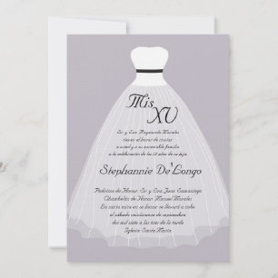 5x7 Vestido Lilac Quinceanera Convite de Aniversá