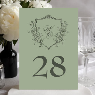 5x7 Vintage Crest Casamento de azeitona Número da