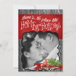 5x7 XMAS Red Christmas Truck Tree Cartão com fotos