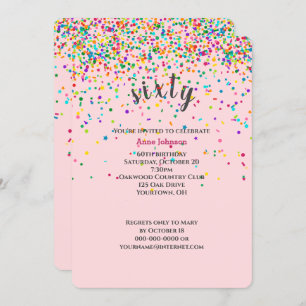 60ª Festa de aniversário de confetti Convite