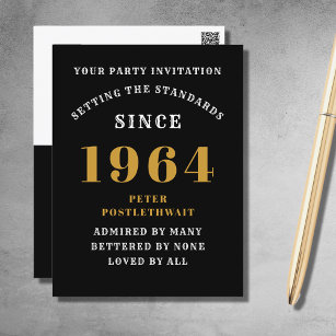 60º aniversário 1964 Convite Dourado a negro