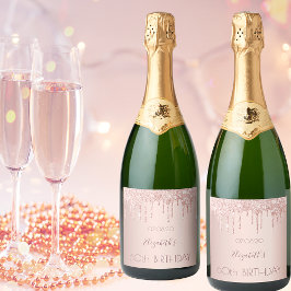 60º aniversário, blush rosa dourado glitter nome