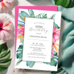 60º Aniversário Convites Tropicais Luau<br><div class="desc">Celebrar ao estilo da ilha com estes convites tropicais de 60 anos de luau, com flores de hibisco vermelho-arrojadas e folhas de palma de aquarela. Perfeito para festas de verão e comemorações de temas havaianos, esses editáveis convites para adultos dão o tom para uma reunião vibrante. Ideal para eventos de...</div>