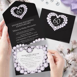 60º aniversário de casamento diamante preto branco