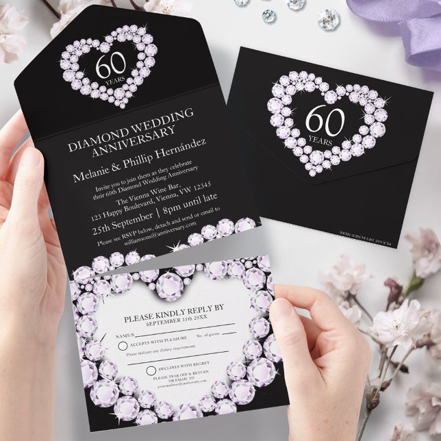 60º aniversário de casamento diamante preto branco (Criador carregado)