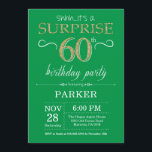 60º Aniversário do 60º Convite Verde e Dourado<br><div class="desc">Surpreenda o 60º Convite de Aniversário com o Fundo Verde e Dourado do Brilho. Chalkboard. Aniversário Adulto. Homens ou Mulheres no Dia Convidam.
Qualquer idade. Para mais personalização,  clique no botão "Personalizar" e use a ferramenta design para modificar este modelo.</div>