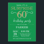 60º Aniversário do 60º Convite Verde e Dourado<br><div class="desc">Surpreenda o 60º Convite de Aniversário com o Fundo Verde e Dourado do Brilho. Chalkboard. Aniversário Adulto. Homens ou Mulheres no Dia Convidam.
Qualquer idade. Para mais personalização,  clique no botão "Personalizar" e use a ferramenta design para modificar este modelo.</div>