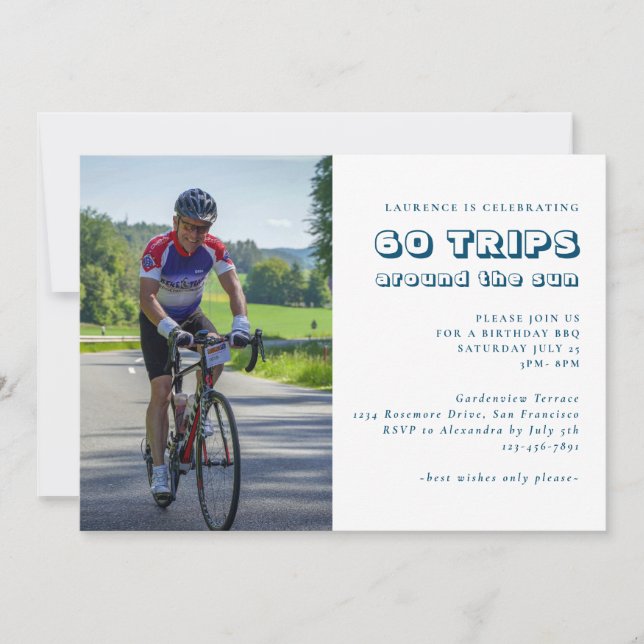 60º Aniversário do Convite à Fotografia Moderno Az (Frente)