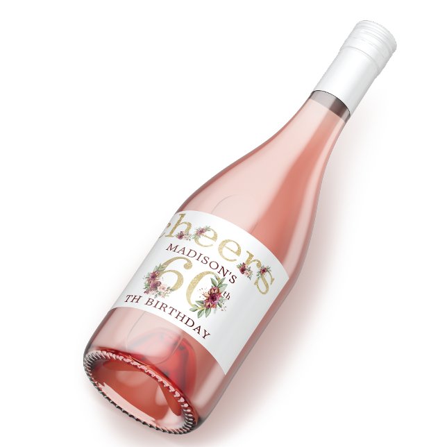 60º aniversário Dourado Floral Personalizado (Criador carregado)