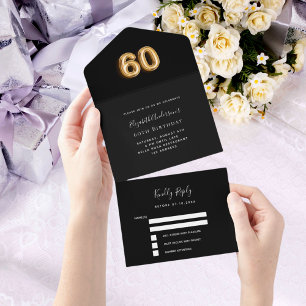 60º aniversário dourado preto rsvp