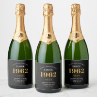 60º Aniversário Nome 1962 Chic Dourado Negro Elega