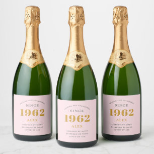 60º Aniversário Nome 1962 Cinza rosa Chic Elegan