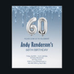60º Cartão de aniversário para ele<br><div class="desc">Orçamento 60º aniversário convite à relíquia de prata Um convite moderno, na moda e glamouroso para uma 60ª festa de aniversário. Um fundo com aspecto de rosa falsa, decorado com poeira brilhante. Personalize e adicione seu nome e detalhes da festa. O número 60 é escrito com uma fonte de estilo...</div>