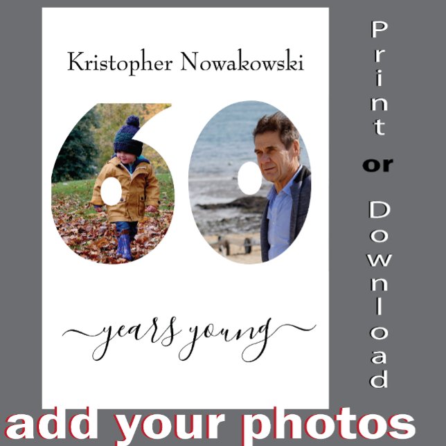 60º Cartão de Diversão para Modelo de Foto Fabulos (Criador carregado)