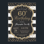 60º Convite de Aniversário. Brilho preto e Dourado<br><div class="desc">60º Aniversário Convite para mulheres ou homens. Convidar Festa de aniversário Preta e Dourada. Dourado Glitter Confetti. Black and White Stripes. Digital Imprimível.
Para mais personalização,  clique no botão "Personalizar" e use a ferramenta design para modificar este modelo.</div>