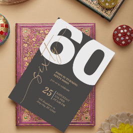 60º Convite de Aniversário com Caligrafia Dourada
