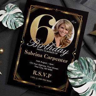 60º Convite de Aniversário com fotografia