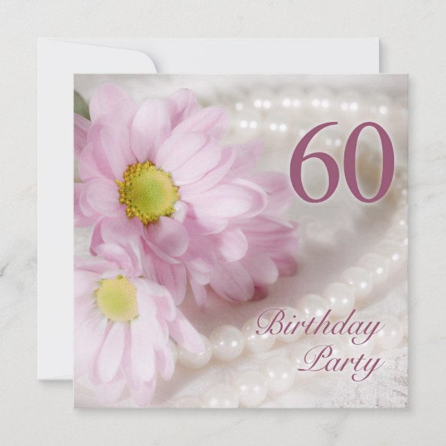 60º Convite de aniversário com margaridas (Frente)