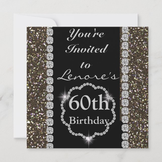 60º Convite de aniversário CRYSTAL ELEGANTE (Frente)