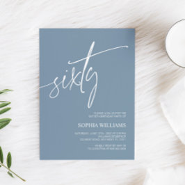 60º Convite de Aniversário do Minimalista de Azul