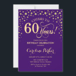 60º Convite de aniversário - Dourado Roxo<br><div class="desc">60º Convite de aniversário. Design elegante com ouro brilhante e roxo. Saúde para 60 anos! Envie-me uma mensagem se precisar de mais personalização.</div>