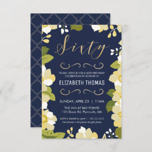 60º Convite de Aniversário, Personalizar Floral, P