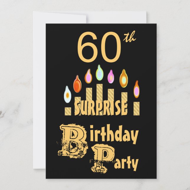 60º Convite de aniversário SURPRESA - DOURADO (Frente)