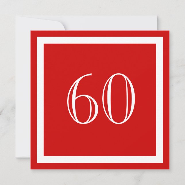 60º Convite de aniversário - Vermelho (Frente)