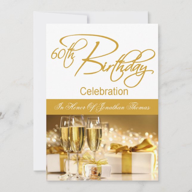 60º Convite Personalizado para Festas de aniversár (Frente)