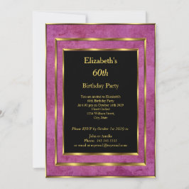 60º Convite preto roxo, Festa de aniversário Doura