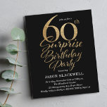 60º Festa de aniversário de Convite Preto e Dourad<br><div class="desc">Surpresa orçamental 60º convite de aniversário em preto e ouro.</div>