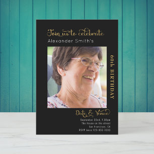 60.º Aniversário Convite Preto