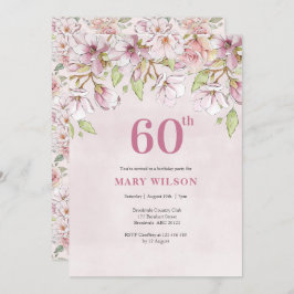 60.º Aniversário Convite Rosa