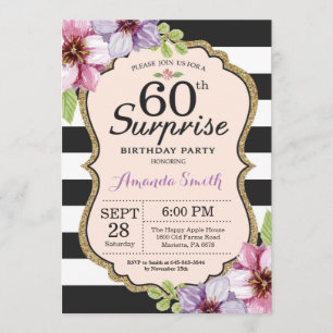 60. º Aniversário do 60. º Convite Mulheres Flo