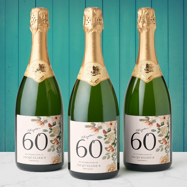 60.º Aniversário Vintage Vintage Vinho Espumante F (Transform any sparkling wine bottle into a memorable keepsake for a 60th birthday celebration.)