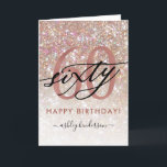 60.º Cartão de Bola Lápica de Aniversário<br><div class="desc">O cartão de aniversário de 60 anos. Design com textura brilhante de champanhe,  rosa de ouro 60 e escrita de caligrafia 60. Personalize com um nome e sua mensagem.</div>