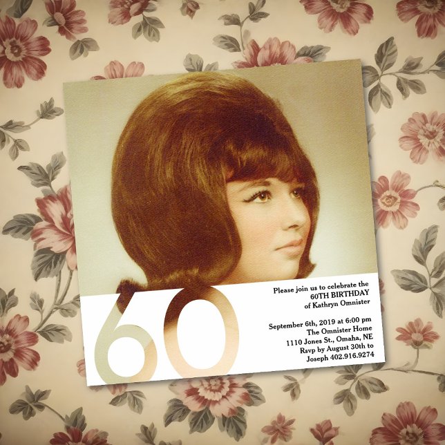 60.º Convite de Fotografia de Aniversário - 5,25 x (Criador carregado)