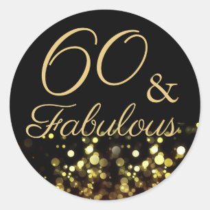 60 e o adesivo de aniversário Dourado e preto fab