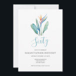 60.o Convite de Aniversário para Flores Tropicais<br><div class="desc">Conte aos 60º convite botânico de A Belle, no Aniversário, os detalhes do seu evento com uma ave tropical de flor do paraíso. Um azul de turquesa correspondente adornou a parte de trás do seu convite. Uma chic tropical, mas moderna escolha para a sua Festa de aniversário ou festa tiki....</div>