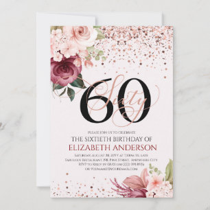 60.o convite para o aniversário floral da Elegant