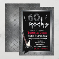 60 Rocks Rockstar Guitar 60º Convite de Aniversári