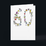 60th cartão de aniversário, cocktail<br><div class="desc">Estes cartões são inspirados por meus sonhos do dia. Eu espero alguma deles terno seus amigos e família! Todos os cartões são meu próprio design, na maior parte impressões de minhas ilustrações da mão usando cores e o humor corajosos. A escala é moderna, feita no Reino Unido e criada profissional....</div>