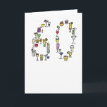 60th cartão de aniversário, cocktail<br><div class="desc">Estes cartões são inspirados por meus sonhos do dia. Eu espero alguma deles terno seus amigos e família! Todos os cartões são meu próprio design, na maior parte impressões de minhas ilustrações da mão usando cores e o humor corajosos. A escala é moderna, feita no Reino Unido e criada profissional....</div>