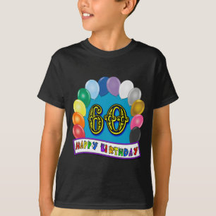 60th T-shirt do arco do balão do feliz aniversari